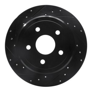 Jeep Grand Cherokee Brake Rotor (1) - Rear Left - R1 Concepts - Drilled & Slotted - Black - `05-`10